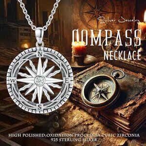 Compass Necklace 925 Sterling Silver Celtic Knot Pendant NWT